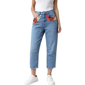 Christopher Kane Boyfriend Neon Embroiderd Jeans Women's 26
